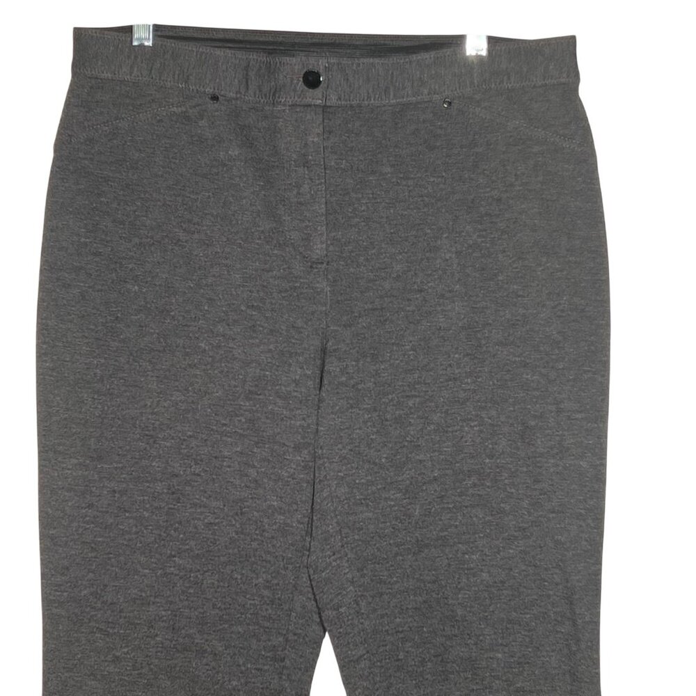 Chicos Premiere Ponte Faux Pocket Gray Pants Size 2/USM12 Short Stretch Comfort